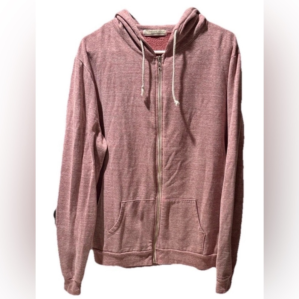 Threads 4 Thought Dusty Pink red heather XL ORGANIC COTTON men zip up hoodie